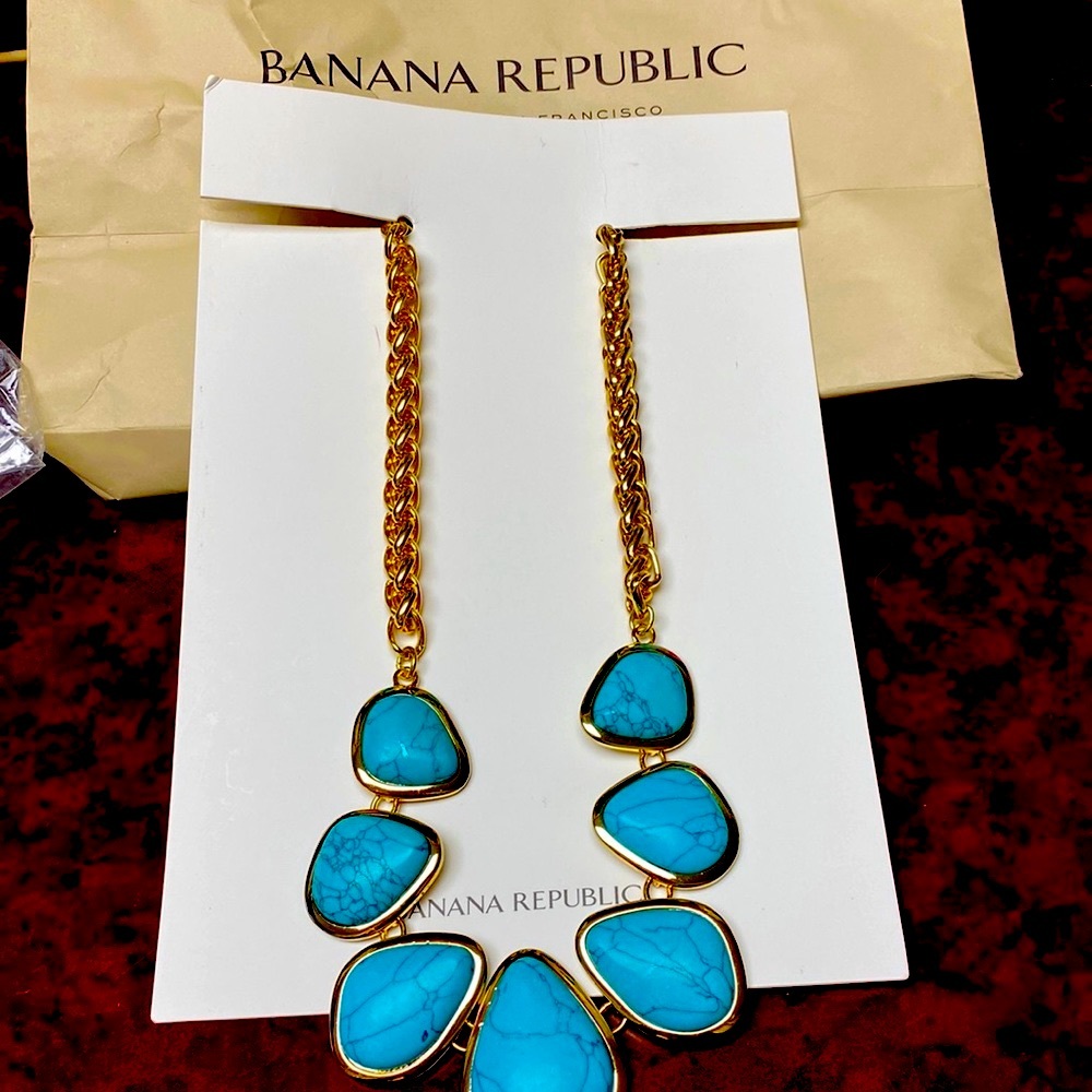 Banana Republic Luxe Turquoise Beach Statement Necklace NeverUsed - Picture 6 of 8